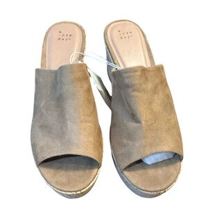 A New Day Platform‎ Slide Heels camel color  suede cork platform heels size 11